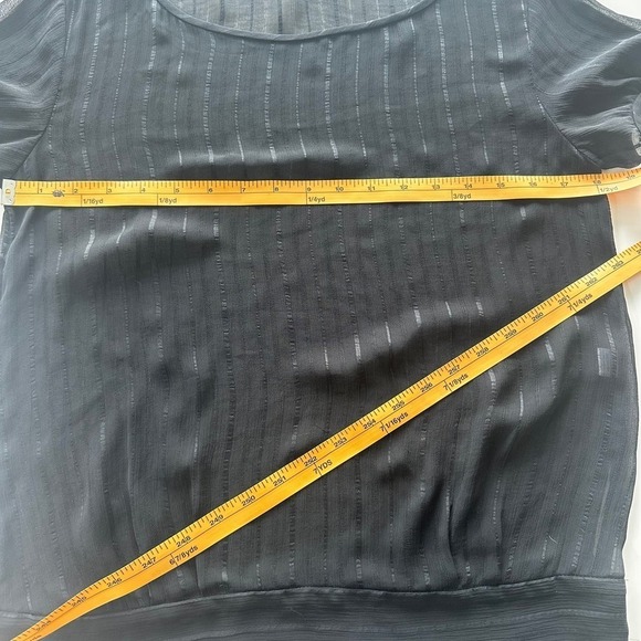 Banana Republic Black Sheer Striped Scoop Neck Short Sleeve Top- XS - Picture 7 of 8